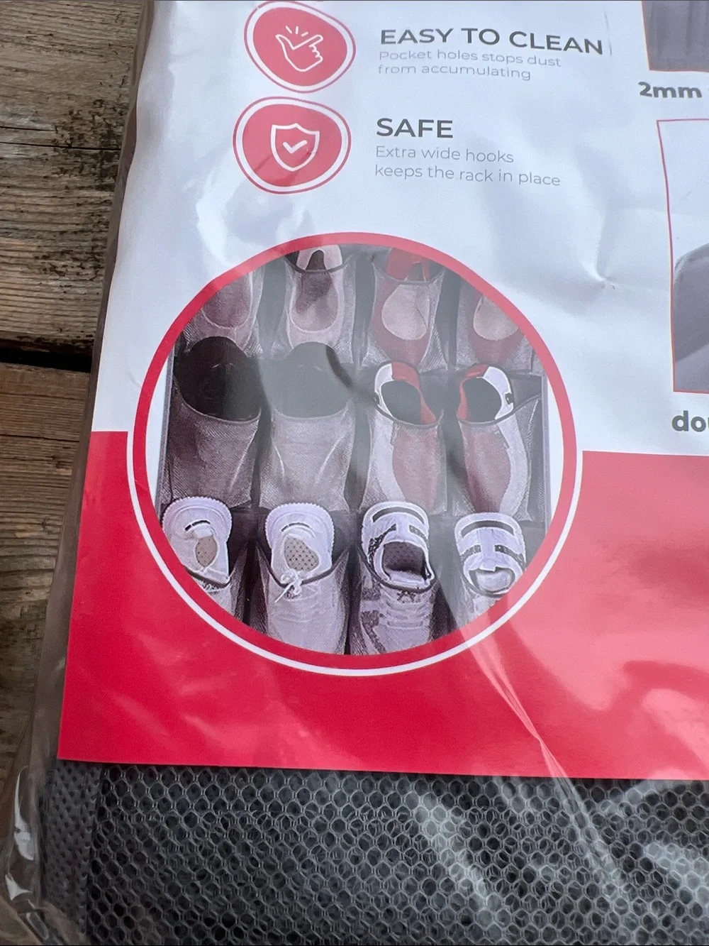Over-the-Door Shoe Organizer in Gray — 16-Pocket Dual Rack